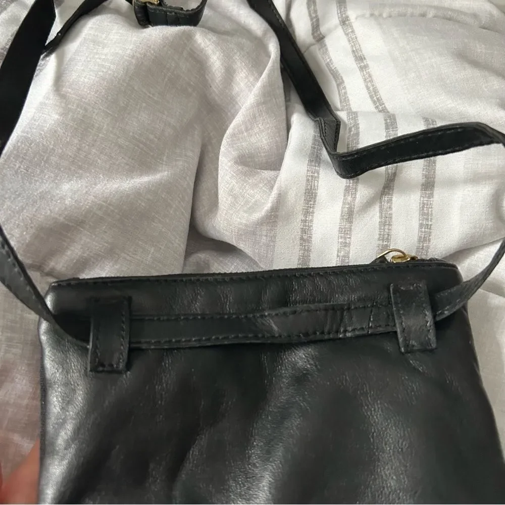 Free People Payton Lamb Leather Belt Bag Pouch Wallet Black